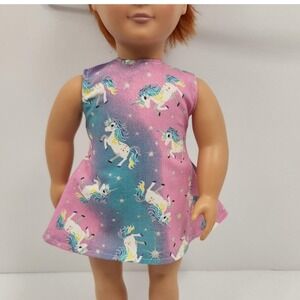 Party dress‎ / Tunic shirt for 18" doll - Unicorn print (American Girl)